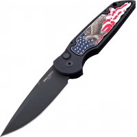 Автоматический складной нож Pro-Tech TR-3 B. Shaw Designed «3D coin struck» Eagle Inlay, клинок черный, сталь 154CM, рукоять алюминий купить в Гомеле