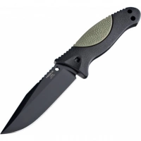 Нож с фиксированным клинком Hogue EX-F02, сталь A2 Tool Steel Black Cerakote, рукоять термопластик GRN купить в Гомеле