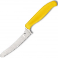 Универсальный кухонный нож Spyderco Z-Cut Serrated Offset Kitchen, сталь CTS™ — BD1 Alloy, рукоять желтый полипропилен купить в Гомеле