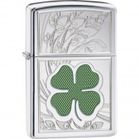 Зажигалка ZIPPO Classic «Клевер» с покрытием High Polish Chrome купить в Гомеле